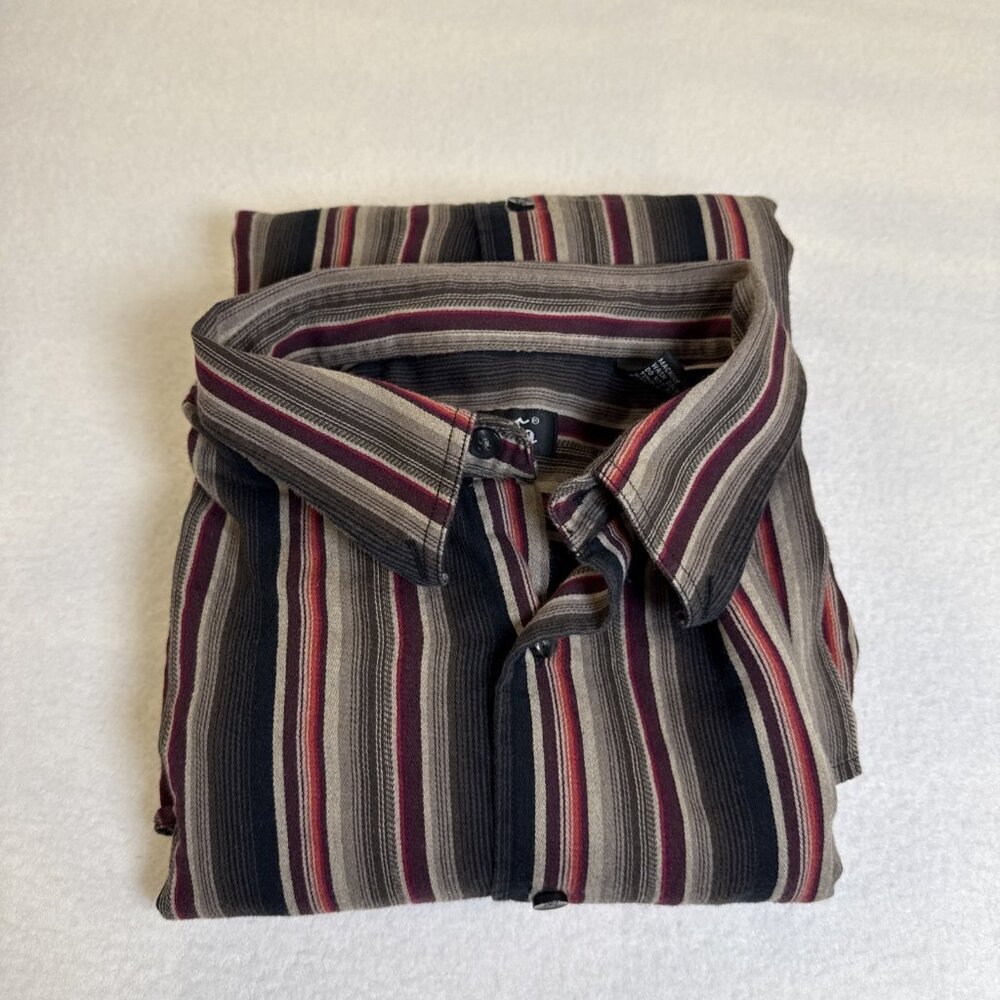 D'Avila Mens XXL Long Sleeve Button Down Shirt Striped Cotton Casual Brown Red - Picture 9 of 9